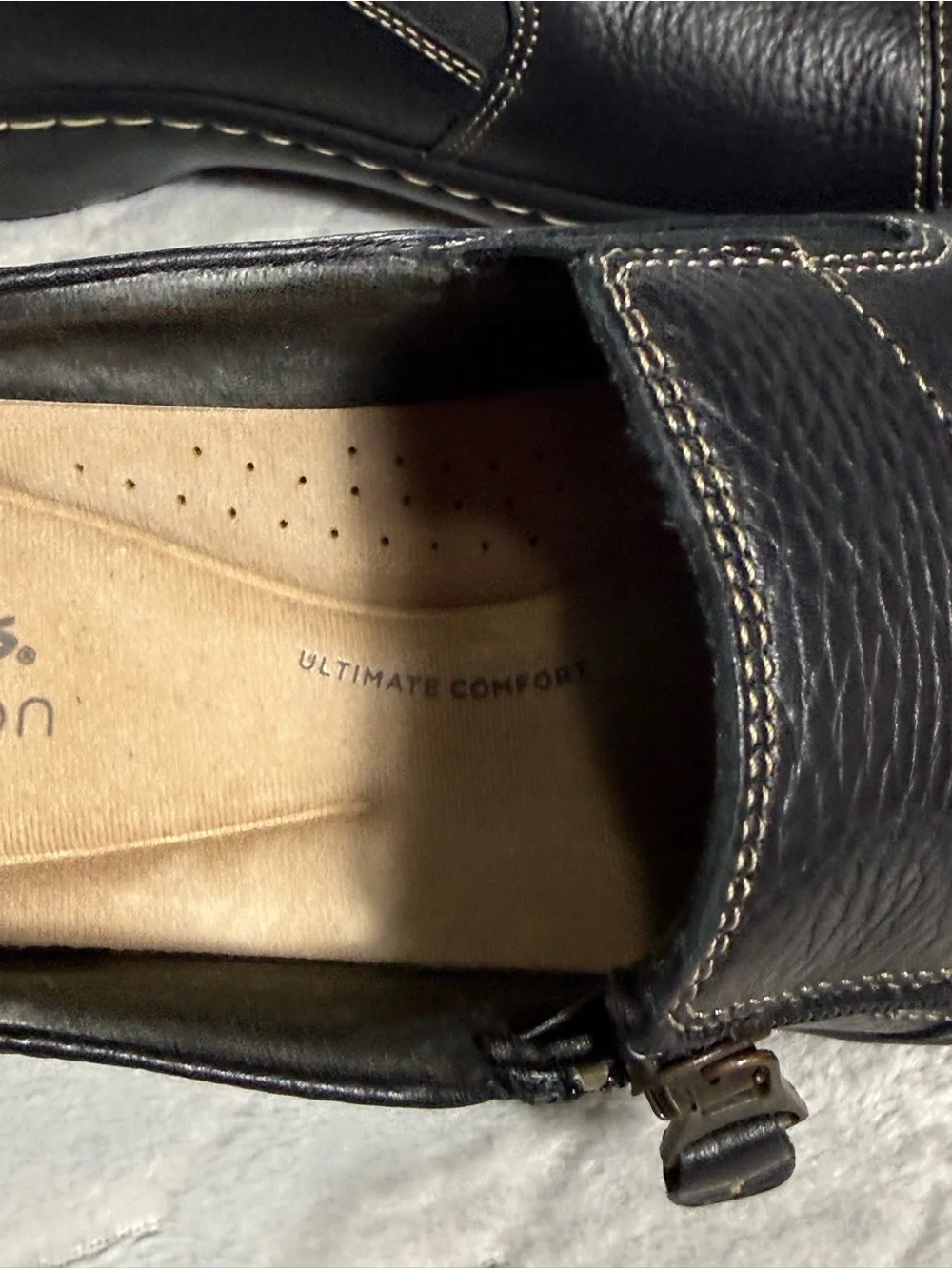 Clarks Collection Ultimate Comfort Black Leather Slip On Shoes 10M